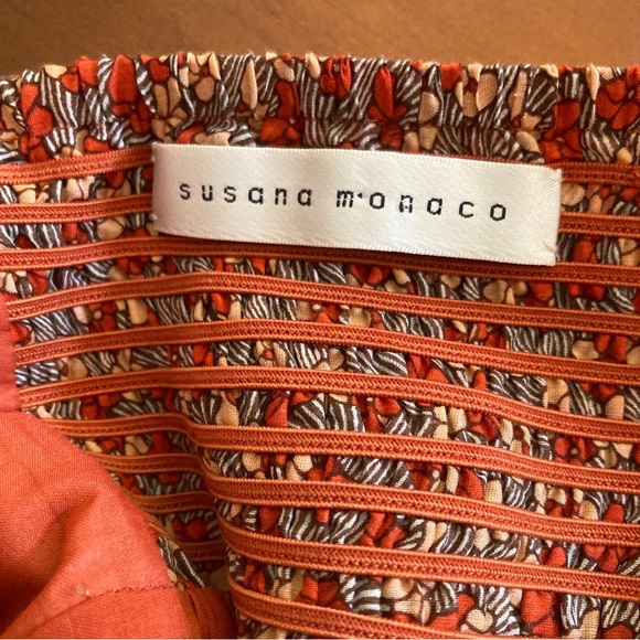 Susana Monaco Maxi Dress Rust Orange Floral Sundress Silk Cotton Size 8 - Picture 11 of 14